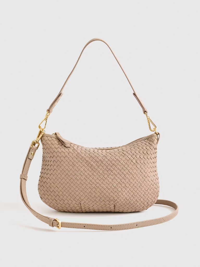 New Quince Sloane Handwoven Mini Bag Italian Leather - Taupe